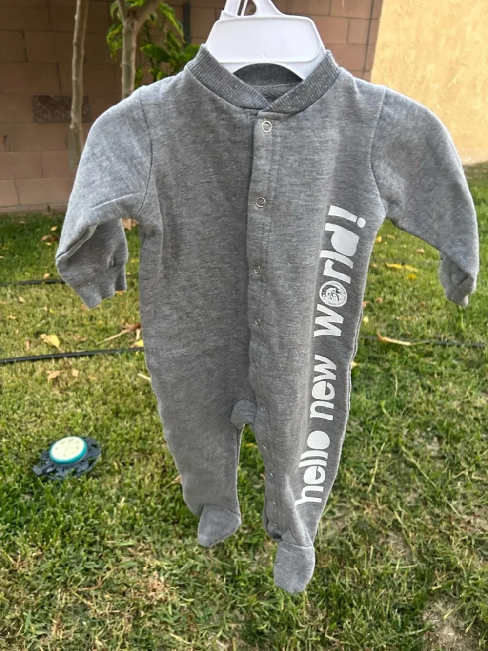 Diesel Grey Baby One-Piece Footed Sleeper with White Side Print